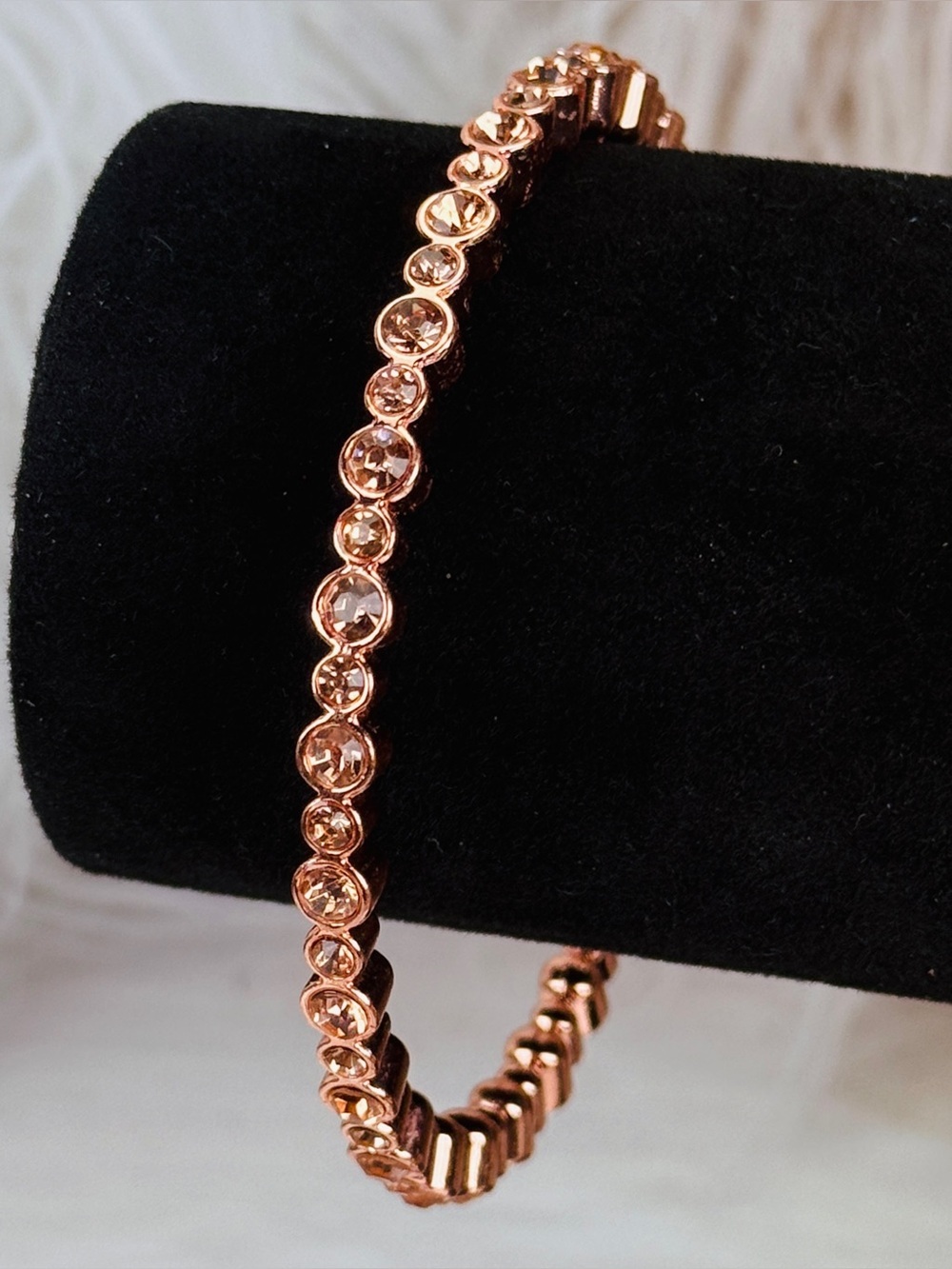 Elegant Rose Goldtone Crystal Bling Stacking Bangle Bracelet